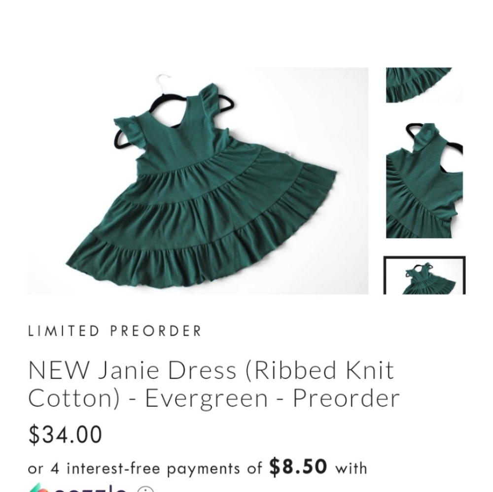 NWT Janie+Jo evergreen ribbed knit dress, size 4t